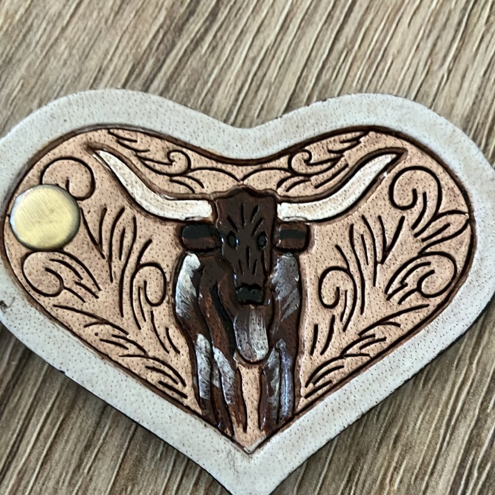 NWT MYRA BAG “Longhorn on the Range” Leather Key Fob. - Picture 2 of 4